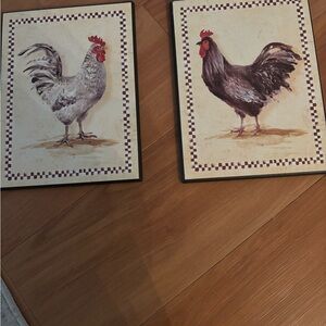 Rustic Rooster Wall Art Set - Black and Brown